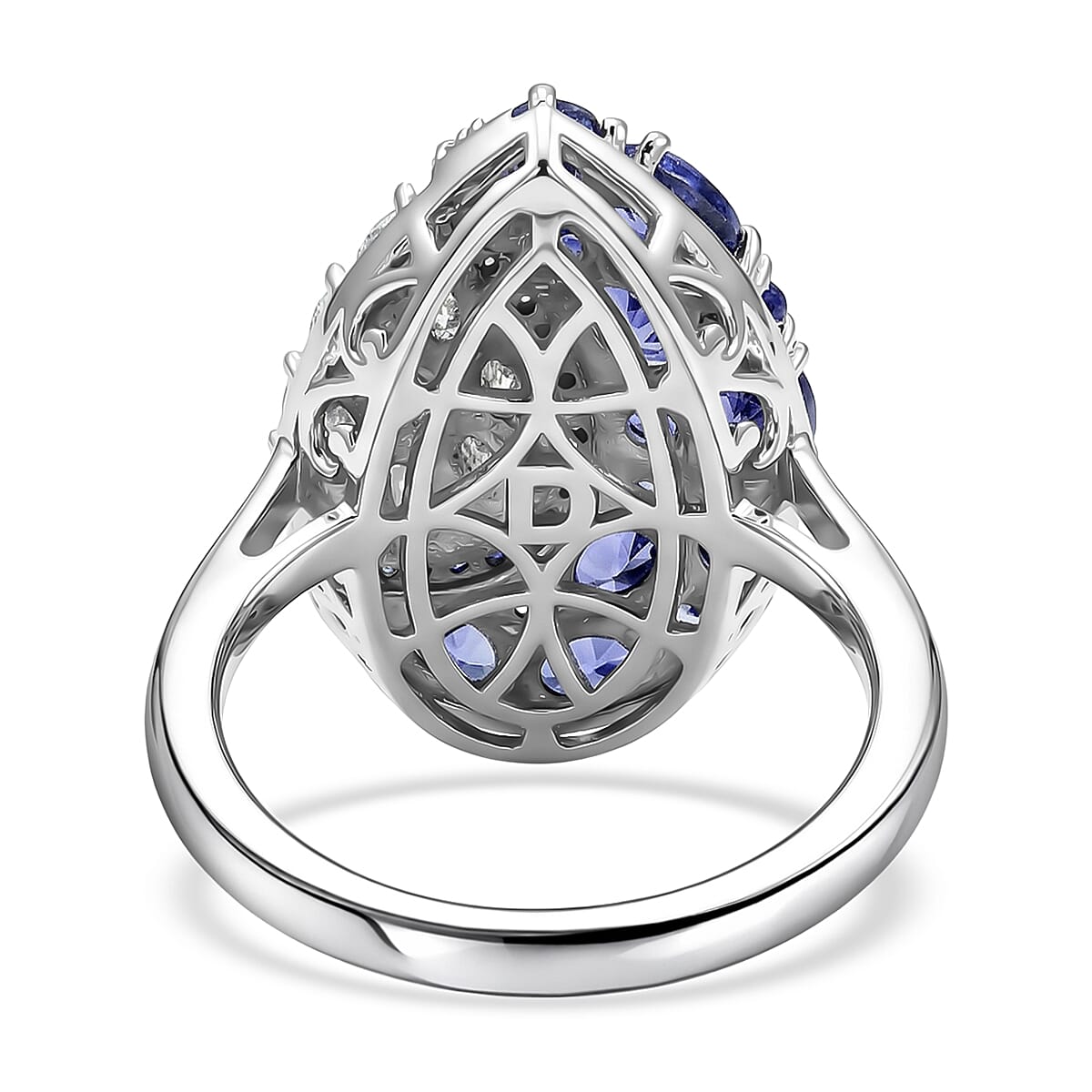 D'Joy Tanzanite and Moissanite 2.65 ctw Nature Luxe Leaf Ring in Rhodium Over Sterling Silver (Size 7.0)