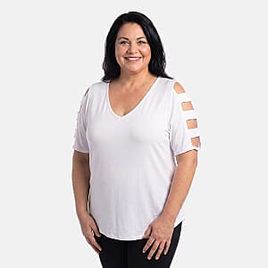 Absolute Angel White Open Strap Sleeve Tee- 2X