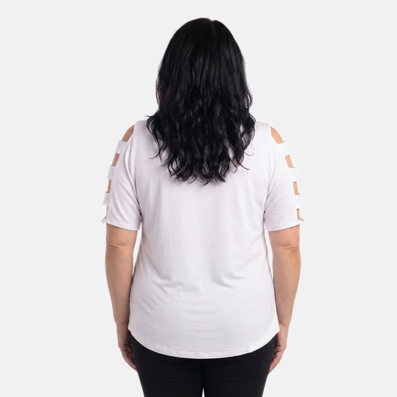 Absolute Angel White Open Strap Sleeve Tee- 2X
