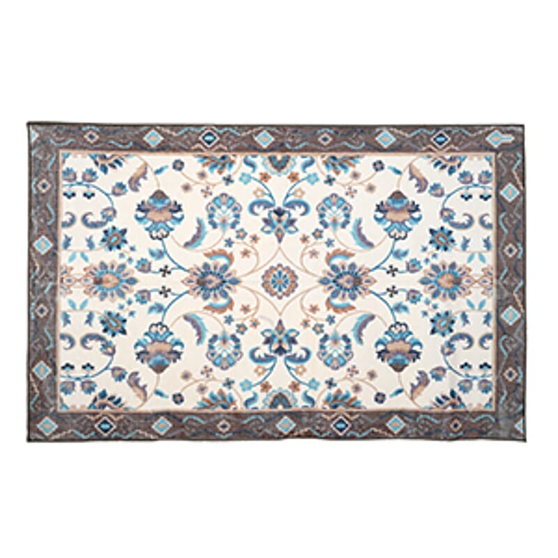 Livmore White & Teal Blue Pile Rug