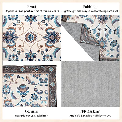Livmore White & Teal Blue Pile Rug