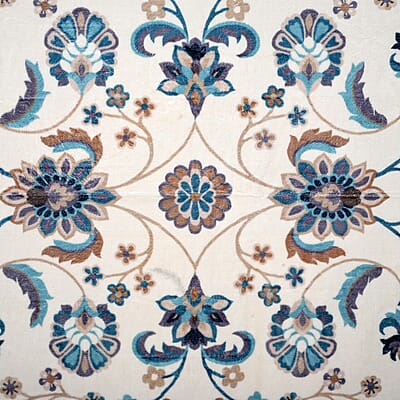 Livmore White & Teal Blue Pile Rug