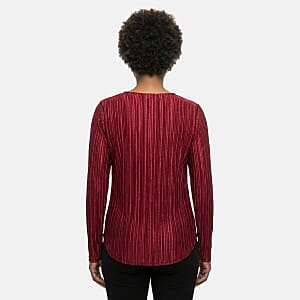 Absolute Angel Wine Crystal Pleat Satin Tunic S