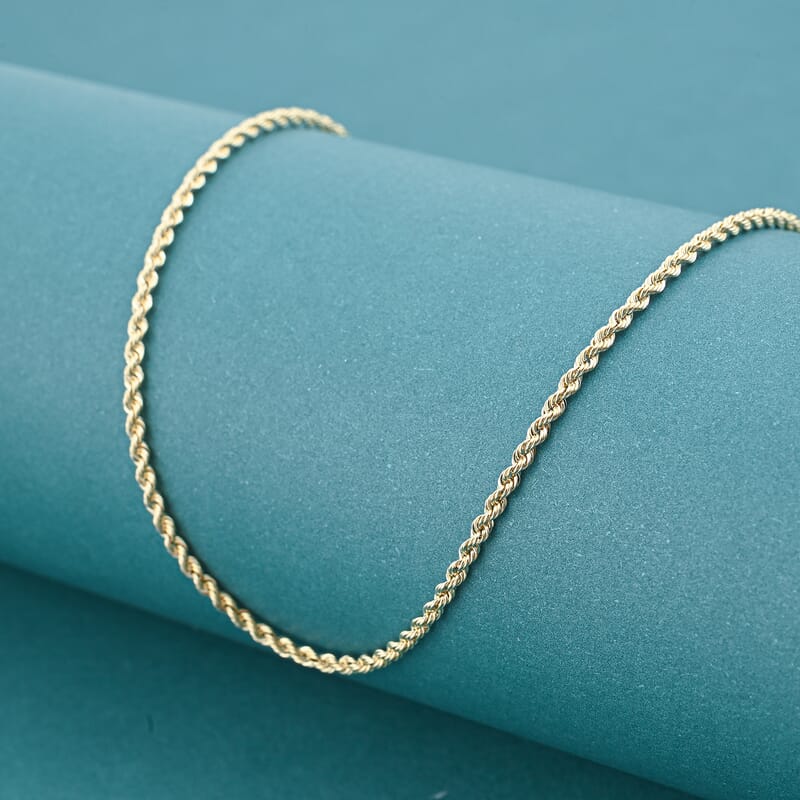 1.6mm Silk Rope Chain Necklace in 14K Yellow Gold (16 Inches) 1.22 Grams