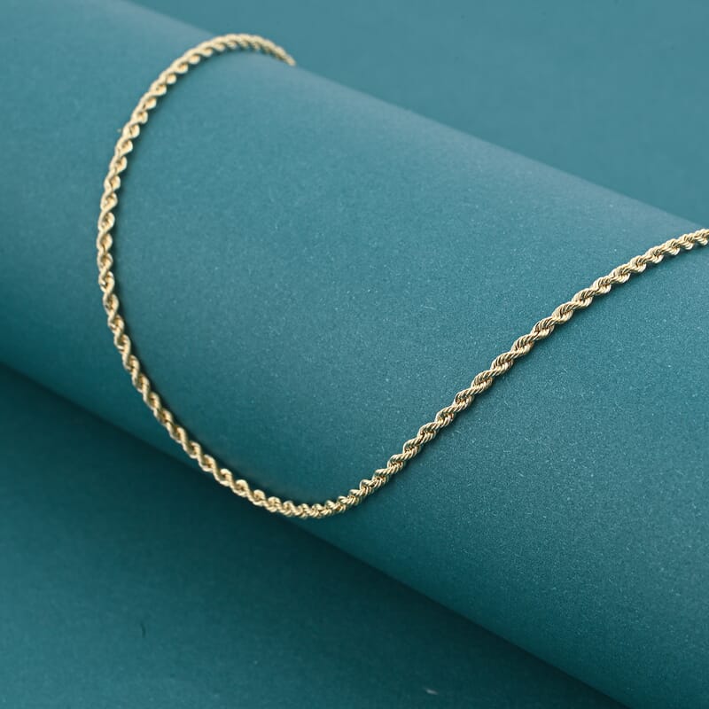 1.6mm Silk Rope Chain Necklace in 14K Yellow Gold (18 Inches) 1.34 Grams