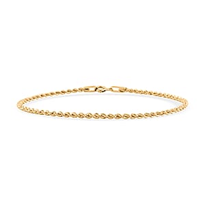 1.6mm Silk Rope Chain Bracelet in 14K Yellow Gold (7.00 In) 0.60 Grams