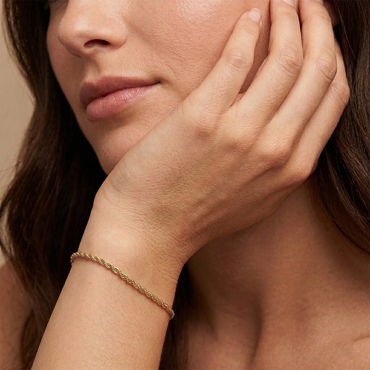 1.6mm Silk Rope Chain Bracelet in 14K Yellow Gold (7.00 In) 0.60 Grams image number 2