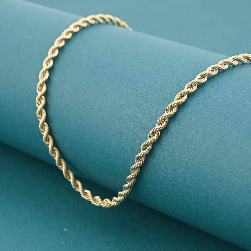 3.3mm Sunrays Rope Chain Necklace in 14K Yellow Gold 3.5 Grams (18 Inches)