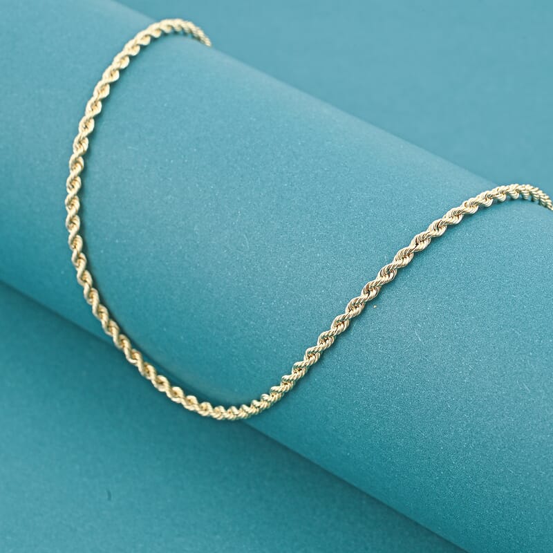 2.3mm Silk Rope Chain Necklace in 14K Yellow Gold (18 Inches) 2.37 Grams