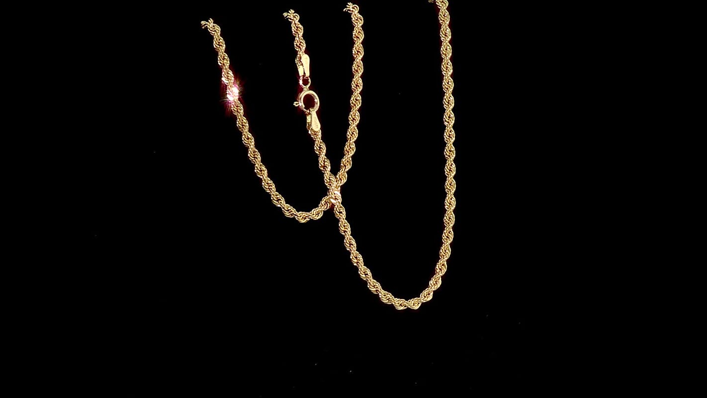 Italian 2.7mm Silk Rope Chain Necklace in 14K Yellow Gold (20 Inches) 3.75 Grams