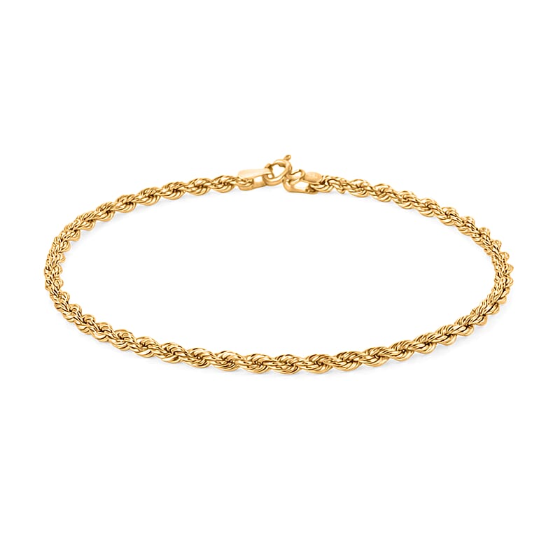 2.7mm Silk Rope Chain Bracelet in 14K Yellow Gold (7.50 In) 3.75 Grams
