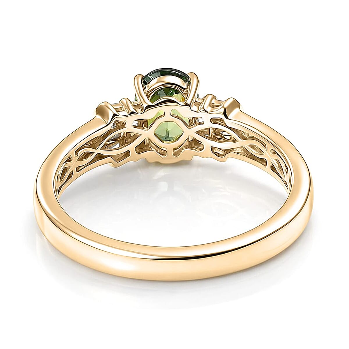 Luxoro AAA Ambanja Demantoid Garnet, Diamond I2 1.15 ctw Ring in 10K Yellow Gold (Size 6.5) image number 4