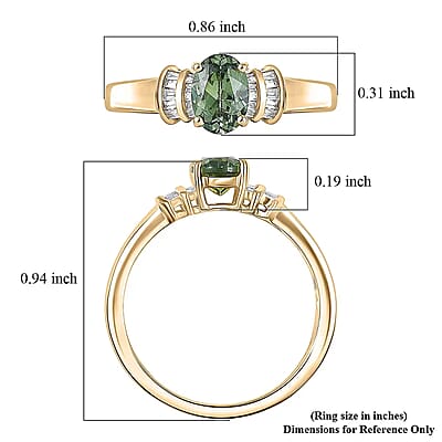 Luxoro AAA Ambanja Demantoid Garnet, Diamond I2 1.15 ctw Ring in 10K Yellow Gold (Size 6.5)