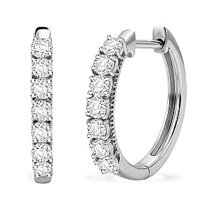 Luxuriant Lab Grown Diamond G-H SI 1.00 ctw Hoop Earrings in Rhodium Over Sterling Silver