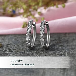 Luxuriant Lab Grown Diamond G-H SI 1.00 ctw Hoop Earrings in Rhodium Over Sterling Silver