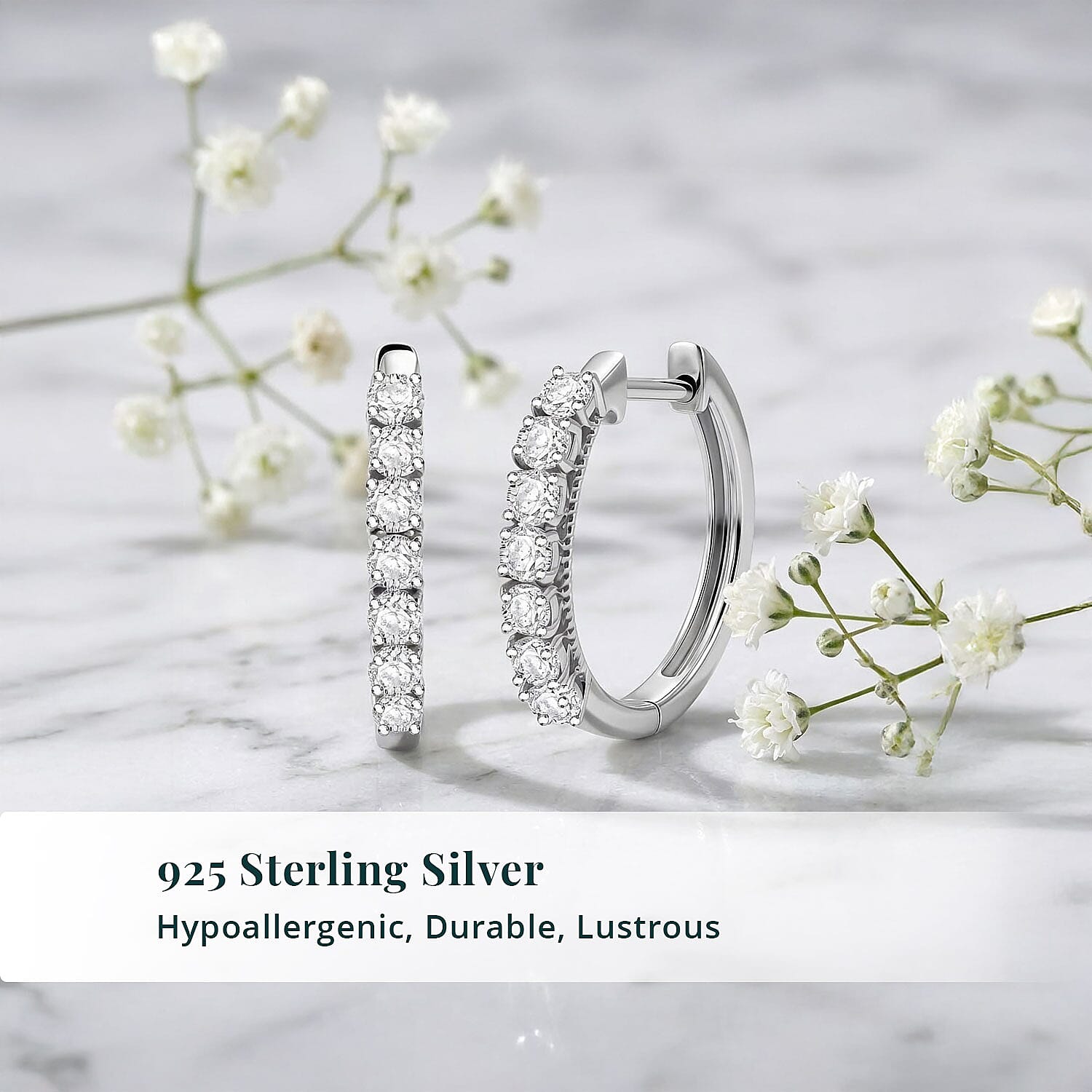 Luxuriant Lab Grown Diamond G-H SI 1.00 ctw Hoop Earrings in Rhodium Over Sterling Silver