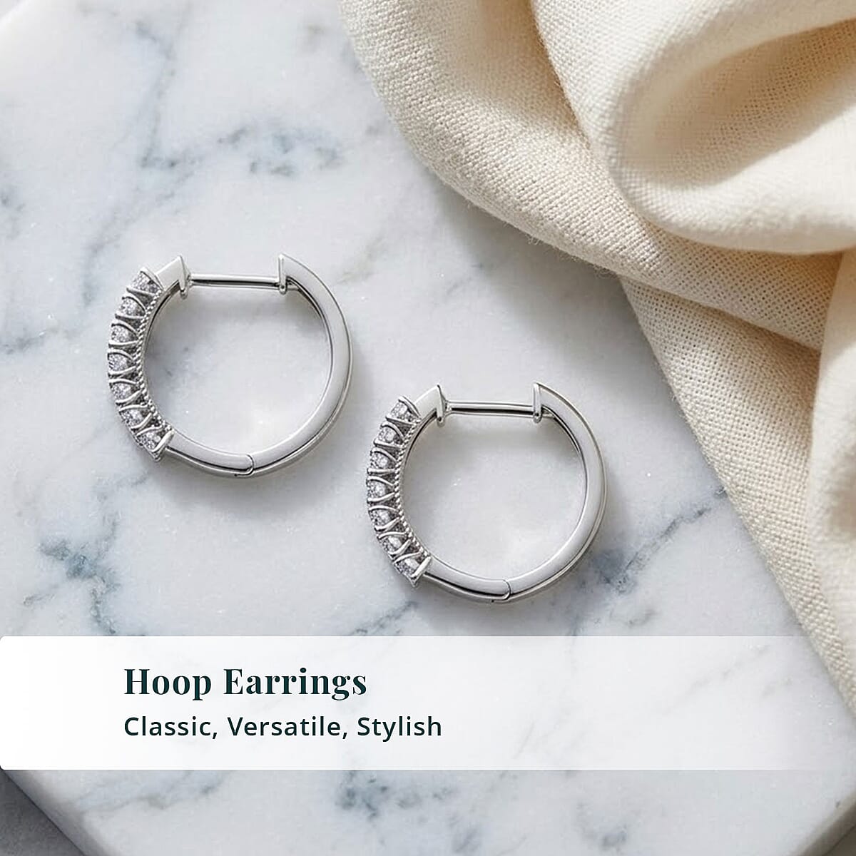 Luxuriant Lab Grown Diamond G-H SI 1.00 ctw Hoop Earrings in Rhodium Over Sterling Silver image number 5