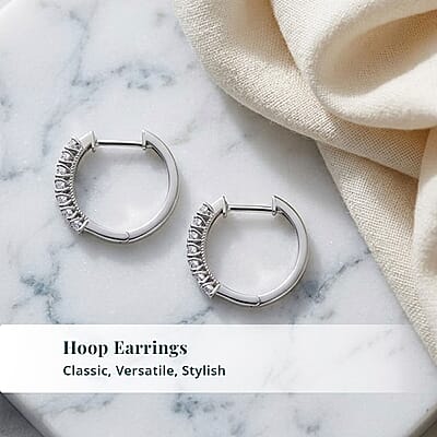Luxuriant Lab Grown Diamond G-H SI 1.00 ctw Hoop Earrings in Rhodium Over Sterling Silver