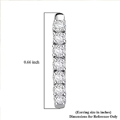 Luxuriant Lab Grown Diamond G-H SI 1.00 ctw Hoop Earrings in Rhodium Over Sterling Silver