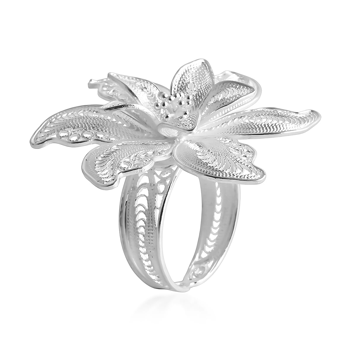 Artistry Tarakashi Collection Floral Ring in Sterling Silver (Size 5.0) 7.60 Grams