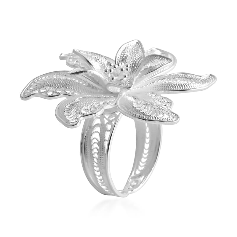 Artistry Tarakashi Collection Floral Ring in Sterling Silver (Size 5.0) 7.60 Grams