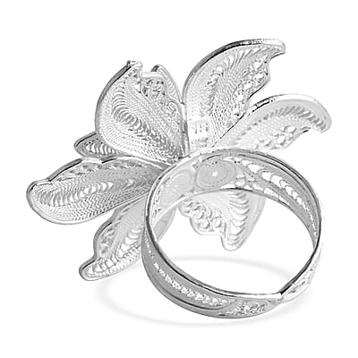 Artistry Tarakashi Collection Floral Ring in Sterling Silver (Size 5.0) 7.60 Grams