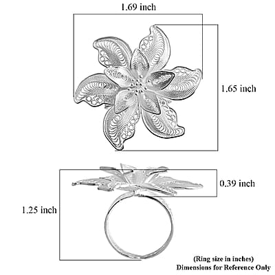 Artistry Tarakashi Collection Floral Ring in Sterling Silver (Size 5.0) 7.60 Grams