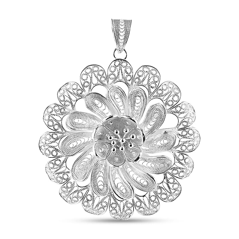 Artistry Tarakashi Collection Floral Pendant without Chain in Sterling Silver 7.85 Grams