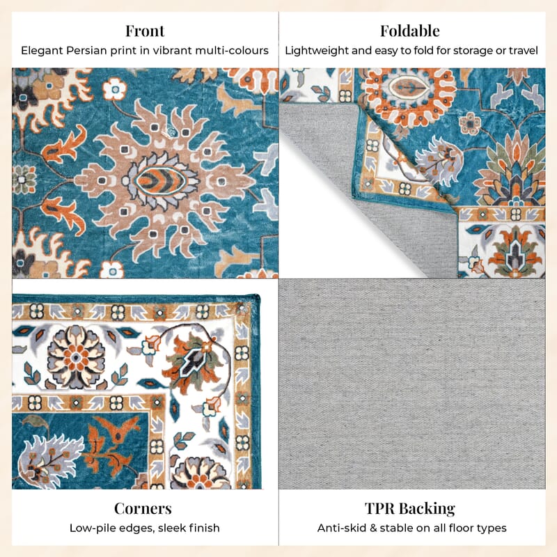 Livmore Teal Blue & White Pile Rug (70.75x106)