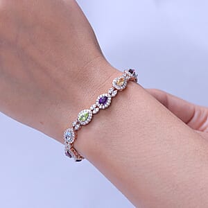 GP Multi Gemstone 9.10 ctw Bracelet in 18K Vermeil Rose Gold Over Sterling Silver (7.25 In)