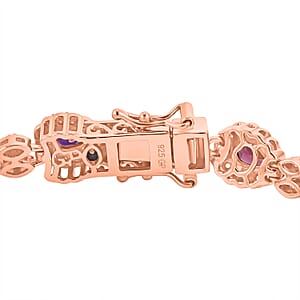 GP Multi Gemstone 9.10 ctw Bracelet in 18K Vermeil Rose Gold Over Sterling Silver (7.25 In)