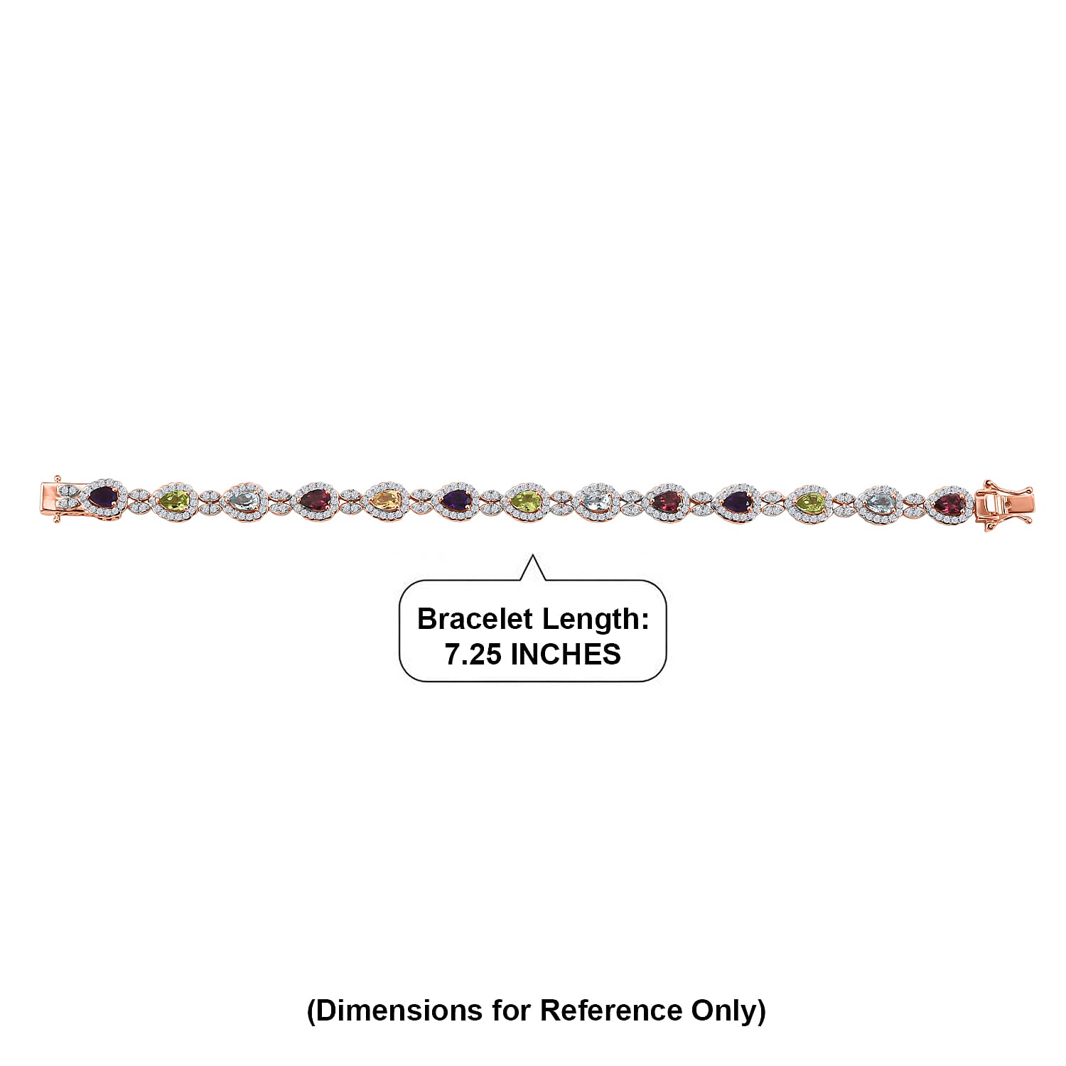 GP Italian Garden Collection Multi Gemstone 9.10 ctw Bracelet in 18K Vermeil Rose Gold Over Sterling Silver (7.25 In)