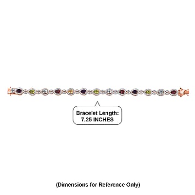 GP Italian Garden Collection Multi Gemstone 9.10 ctw Bracelet in 18K Vermeil Rose Gold Over Sterling Silver (7.25 In)