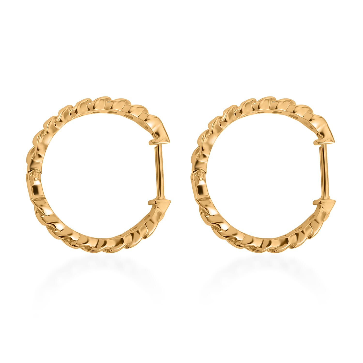 EverTrue Bronzella Collection Miami Cuban Link Hoop Earrings 18K YG Plated Bronze
