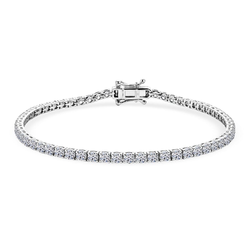 Luxuriant Lab Grown Diamond G-H SI 5.00 ctw Tennis Bracelet in Rhodium Over Sterling Silver (7.25 In)