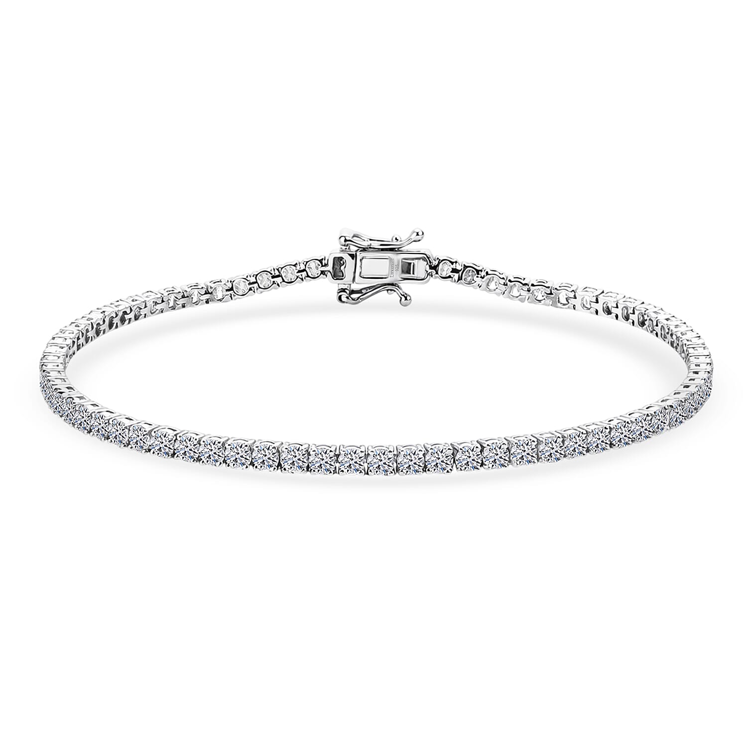 Luxuriant Lab Grown Diamond (SI) Tennis Bracelet 1 Row in Rhodium Over Sterling Silver (6.50 In) (Delivery in 7-10 Days) 4.00 ctw