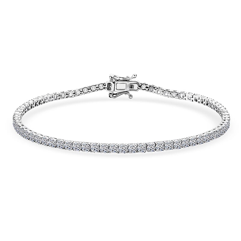 Luxuriant Lab Grown Diamond G-H SI 5.60 ctw Tennis Bracelet in Rhodium Over Sterling Silver (8.00 In)