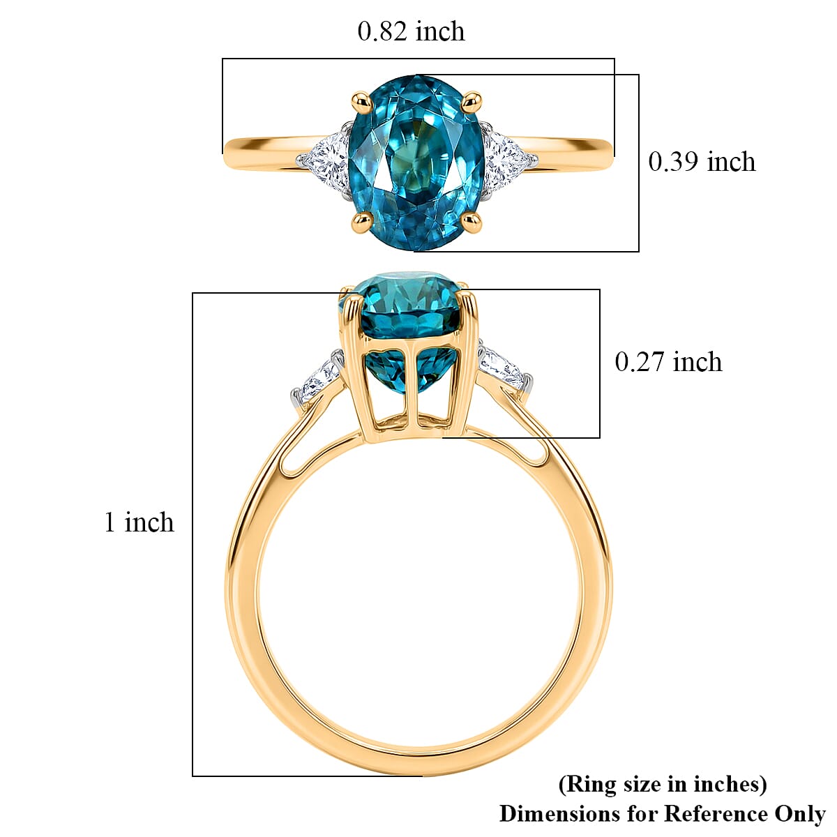 AAA Cambodian Blue Zircon and Luxuriant Lab Grown Diamond E-F VS 4.75 ctw Ring in 10K Yellow Gold (Size 6.0) image number 5