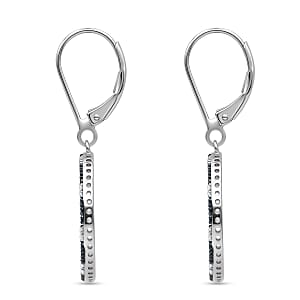D'Joy Natural Black and White Diamond 0.25 ctw Circle Earrings in Rhodium Over Sterling Silver