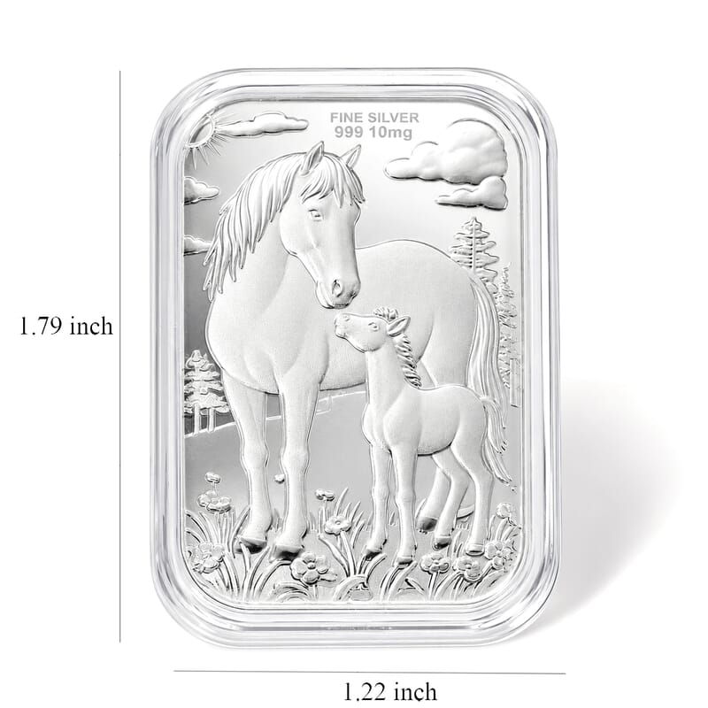 999 Fine Silver Horse Embossed Sheet (31x45.5mm) 10mg
