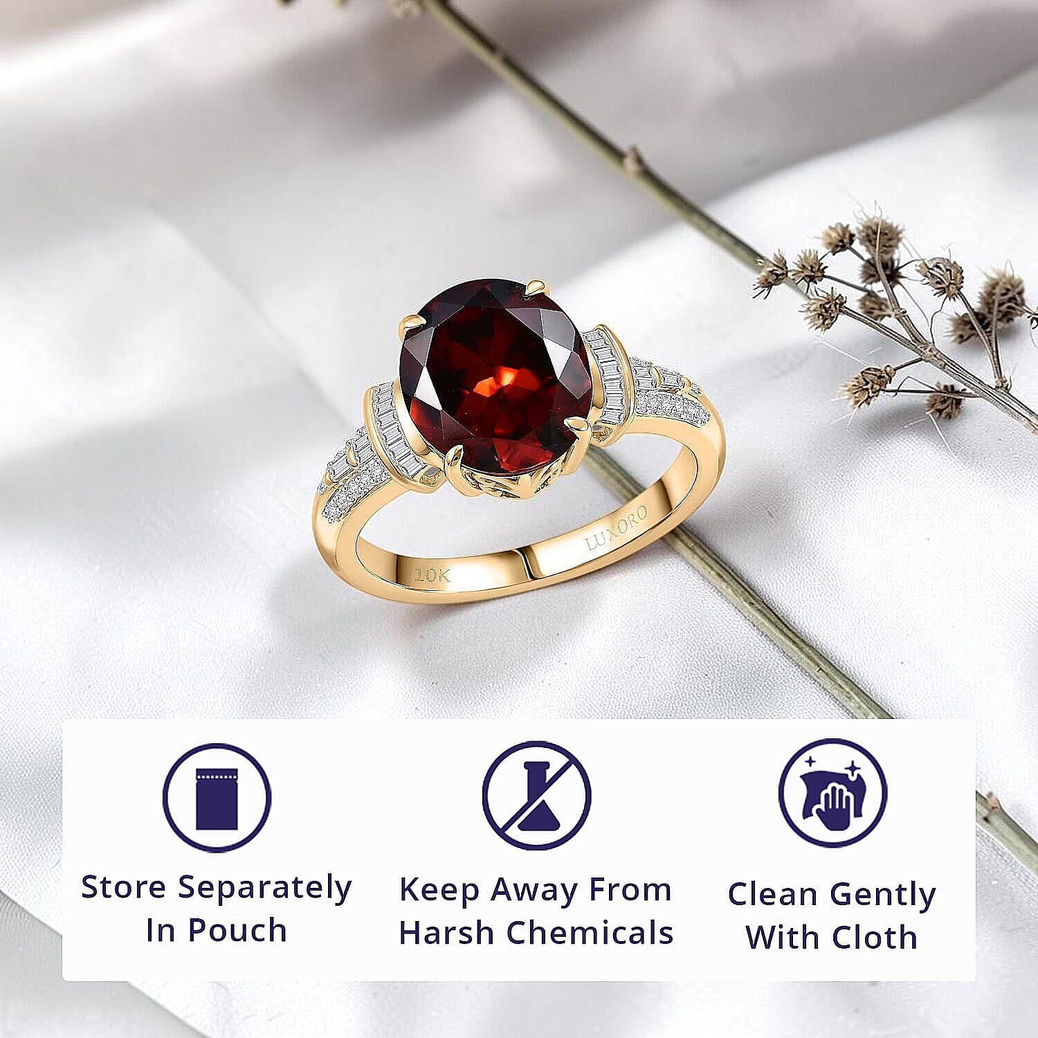 Luxoro AAA Red Zircon and Diamond I2 5.85 ctw Sunset Royal Spark Ring in 10K Yellow Gold (Size  10.0)