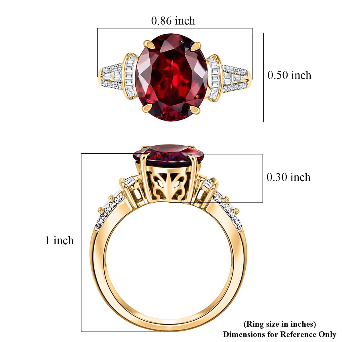 Luxoro AAA Red Zircon and Diamond I2 5.85 ctw Ring in 10K Yellow Gold image number 5