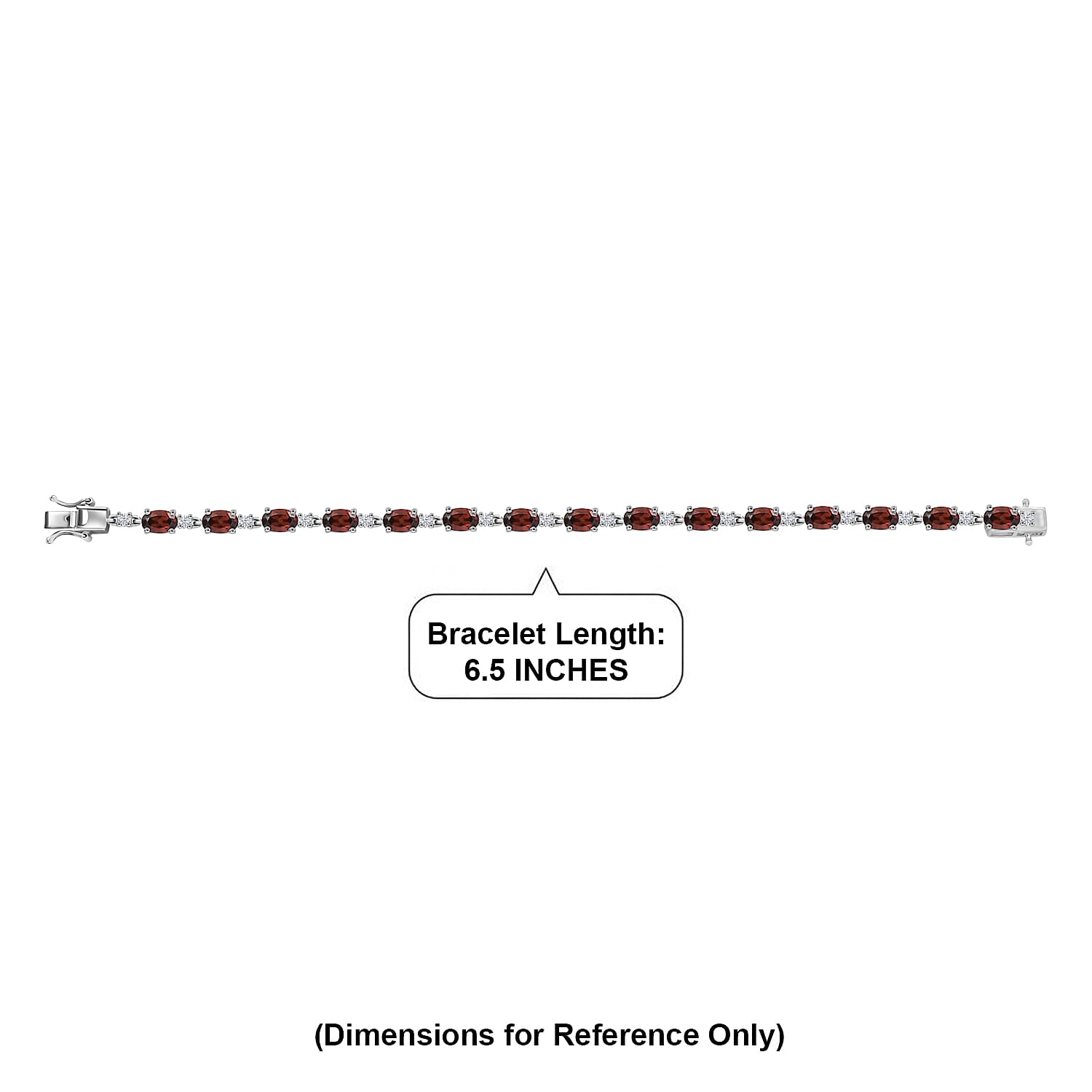 D'Joy AAA Red Zircon and White Zircon 12.25 ctw Sky Blue Sparkle Bracelet in Rhodium Over Sterling Silver (6.50 In)