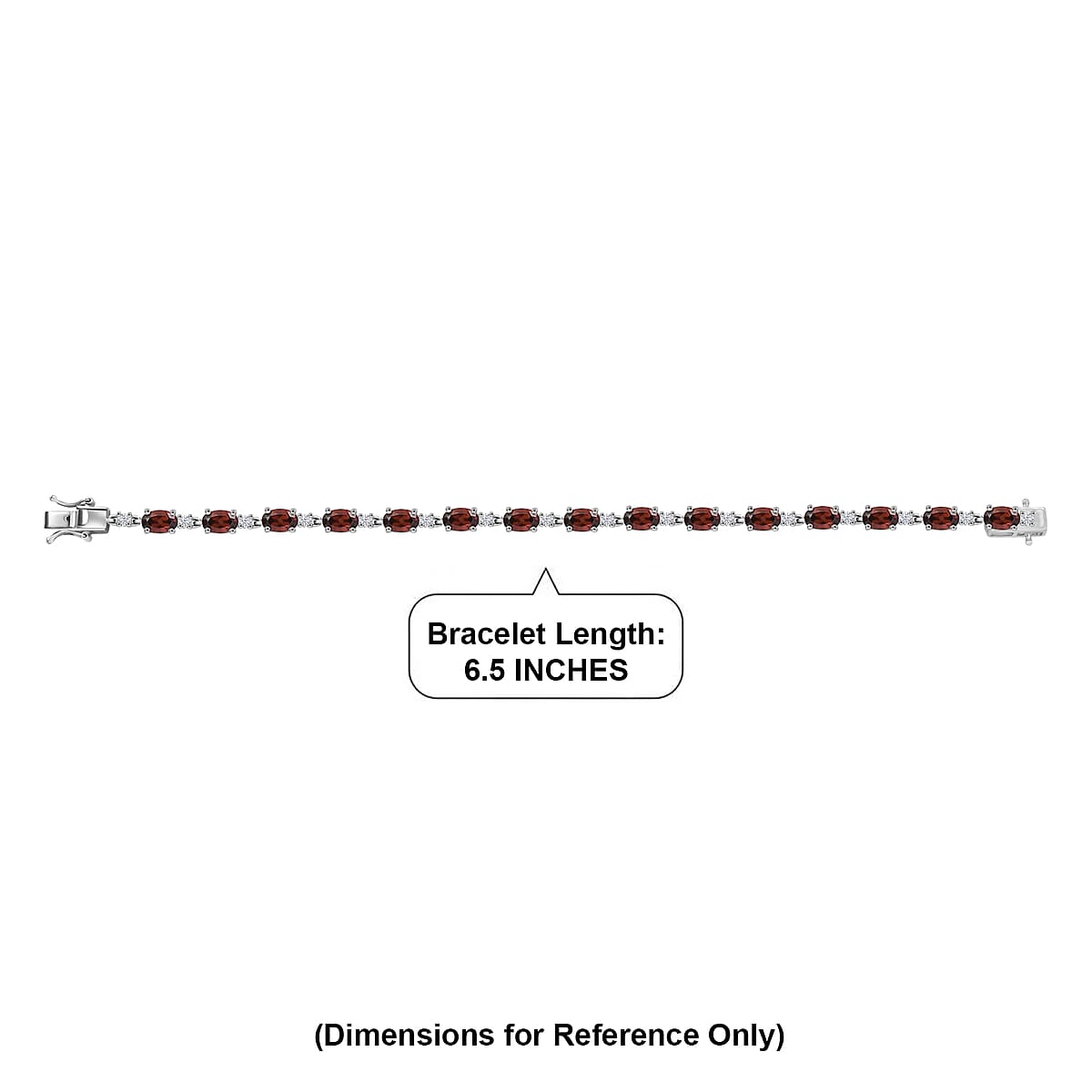 D'Joy AAA Red Zircon and White Zircon 12.25 ctw Sky Blue Sparkle Bracelet in Rhodium Over Sterling Silver (6.50 In) (Del. in 8-10 Days) image number 2