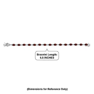 D'Joy AAA Red Zircon and White Zircon 12.25 ctw Sky Blue Sparkle Bracelet in Rhodium Over Sterling Silver (6.50 In) (Del. in 8-10 Days)