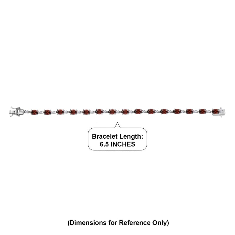 D'Joy AAA Red Zircon and White Zircon 12.25 ctw Sky Blue Sparkle Bracelet in Rhodium Over Sterling Silver (6.50 In)
