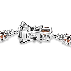 D'Joy AAA Red Zircon and White Zircon 15.25 ctw Sky Blue Sparkle Bracelet in Rhodium Over Sterling Silver (8.00 In) (Del. in 8-10 Days)