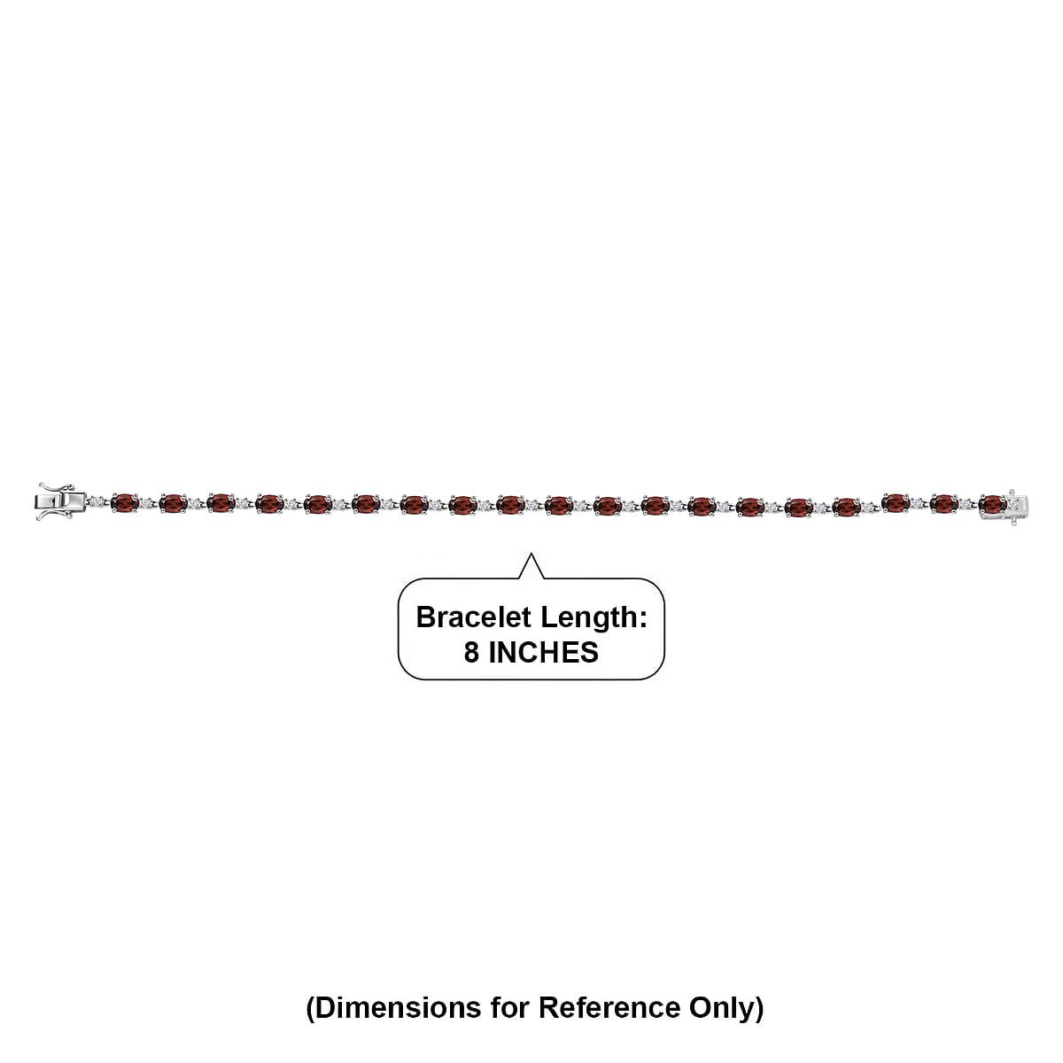 D'Joy AAA Red Zircon and White Zircon 15.25 ctw Sky Blue Sparkle Bracelet in Rhodium Over Sterling Silver (8.00 In) (Del. in 8-10 Days) image number 4