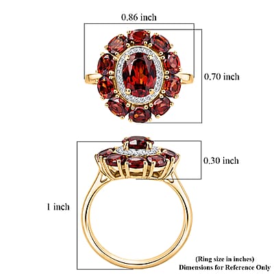 D'Joy AAA Red Zircon and White Zircon 4.90 ctw Royal Ruby Bloom Ring in 18K Vermeil Yellow Gold Over Sterling Silver (Size 10.0)