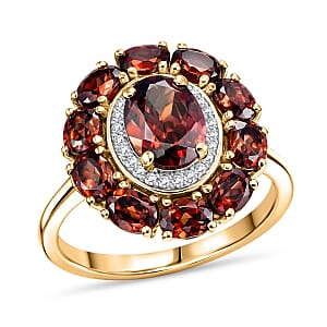 D'Joy AAA Red Zircon and White Zircon 4.90 ctw Ring in 18K Vermeil Yellow Gold Over Sterling Silver (Size 7.0)